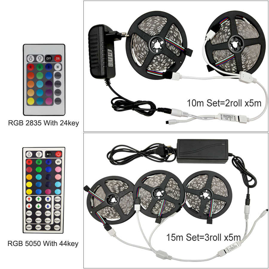 LED Stripes with Remote Control and Adapter LED Stripes with Remote Control and Adapter