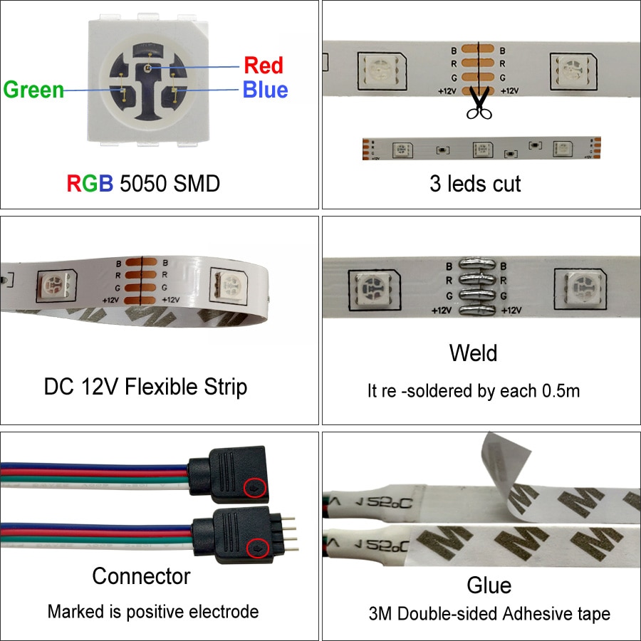 LED Stripes with Remote Control and Adapter LED Stripes with Remote Control and Adapter